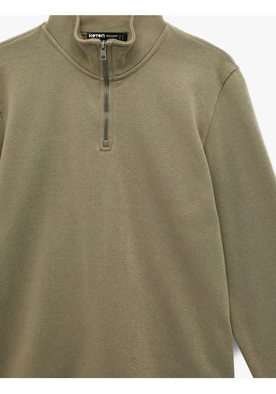 Koton Uzun Kollu Şardonlu Basic Yarım Fermuarlı Sweatshirt Yeşil 6wam70016mk Koyu Yeşil Koton Uzun Kollu Şardonlu Basic Yarım Fermuarlı Sweatshirt Yeşil 6wam70016mk Koyu Yeşil