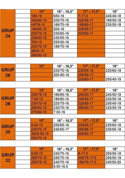 8.25-16 Ebatlarına Uyumlu 4x4 Karmatik Kar Patinaj Zinciri Space