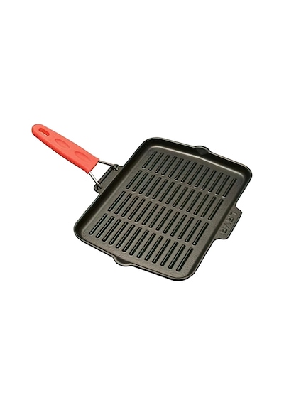 Lava Izgara Tava 21X30 Cm Tel Saplı Silikon Tutamaklı Kırmızı LV