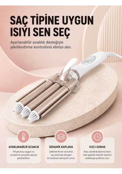 Her Saç Tipine Uygun, Hızlı Isınan Bukle Yapıcı Evde Kuaför Kalitesinde Sonuç Yeni Nesil - Lisinya Çok Renkli