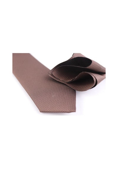 Demfashion Özel Desenli Kravat Mendil Seti - Kahverengi (533049499) Kahverengi