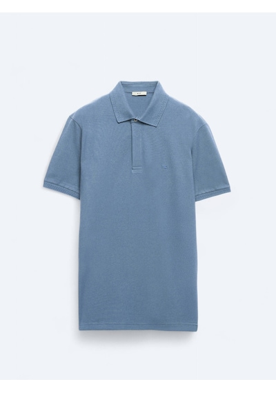 Kip Havacı Mavi Düz Polo Yaka %100 Pamuk T-shirt Havacı Mavi