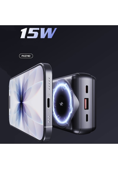 Lenyes Px274d Pd 22.5w Standlı M-safe Şarj Özellikli Wireless Powerbank 15w 20000mah Siyah Siyah