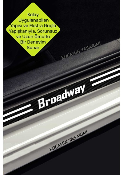 Renault Broadway Araç Kapı Ve Bagaj Eşiği Koruyucu Set Karbon Folyo Çizilme Engelleyici Broadway Yazılı