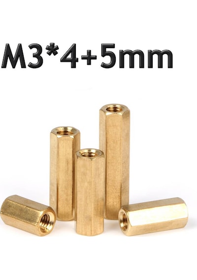 Koodmax-M3 X 4Mm Pirinç Aralayıcı Distans - Dişi - Dişi M3*4+5Mm
