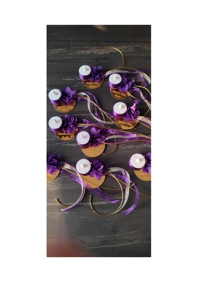 Pleksi Kına El Mumu Tealight Ledli Kına El Mumu Mor Gold 10 Adet Diğer