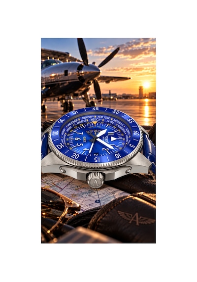 Aircobra Gmt V.1.37.0.308.4 Takvimli Lacivert Deri Kordon 42,8 Mm Erkek Kol Saati 10 Atm Gümüş - 929100479 Metalik Aircobra Gmt V.1.37.0.308.4 Takvimli Lacivert Deri Kordon 42,8 Mm Erkek Kol Saati 10 Atm Gümüş - 929100479 Metalik
