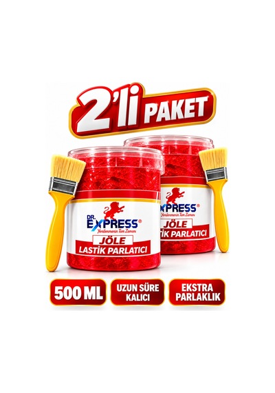 Premium Lastik Parlatıcı Jöle 500 Ml Parlak Görünüm Uzun Süre Etkili Yeniler Jel Parlatıcı Fırçalı 2'li Set - 926080969