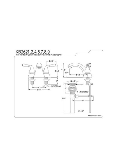Brass Kb2628 Napoli 4 İnç Centerset Lavabo Bataryası, Fırçalanmış Nikel
