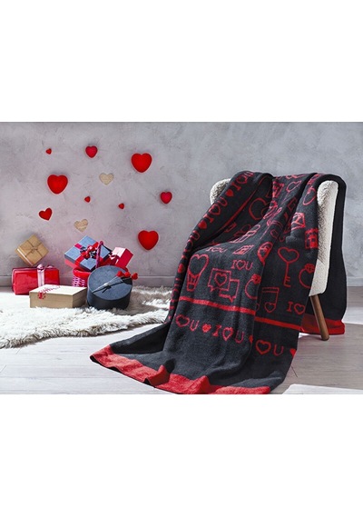Özdilek Gleam Love Çift Kişilik Pamuklu Battaniye 180x220 476322 Kırmızı