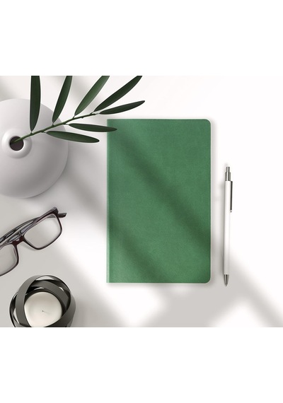 Çizgisiz Not Defteri, Yeşil Deri Kapaklı Defter, 128 Yaprak A5 Defter, Ofis Ve Kırtasiye 14cm