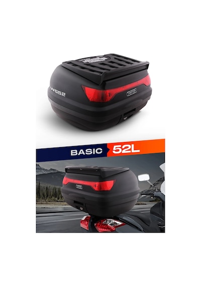 Wogen 52 Litre Motosiklet Arka Çantası Üst Bagaj Basic Siyah Tek Renk