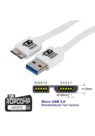 Usb Micro-b Superspeed Data Kablosu Usb 3.0 100cm