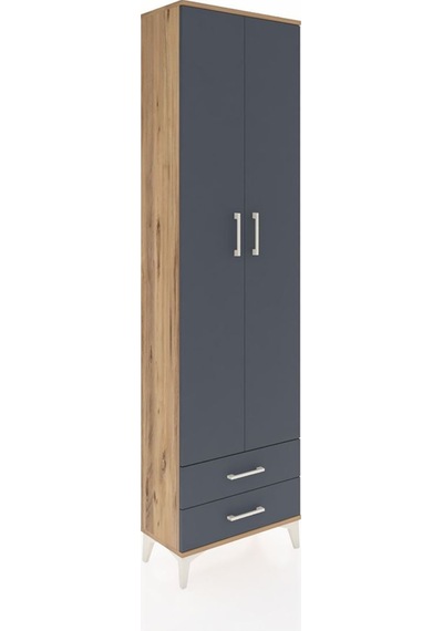Arges Dolap 5 Raflı 2 Çekmeceli 2 Kapaklı 60x30x221 Çam-antrasit Çam