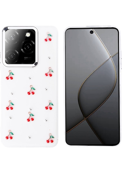 Zore Tecno Spark 20 Pro 5g Kılıf Airbag Tasarımlı Simli Şeffaf Msra Kutup Kapak - Kiraz Kiraz