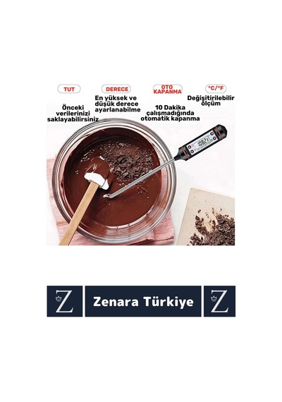 Ergonomik Lcd Ekran Çift Ölçüm Birimi Hafızalı Et Sıvı Mama Sıcak Soğuk Saplamalı Gıda Termometresi