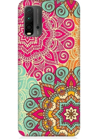 Xiaomi Redmi 9t Uyumlu Tribal Mandala Çiçek Desenli Silikon Kılıf