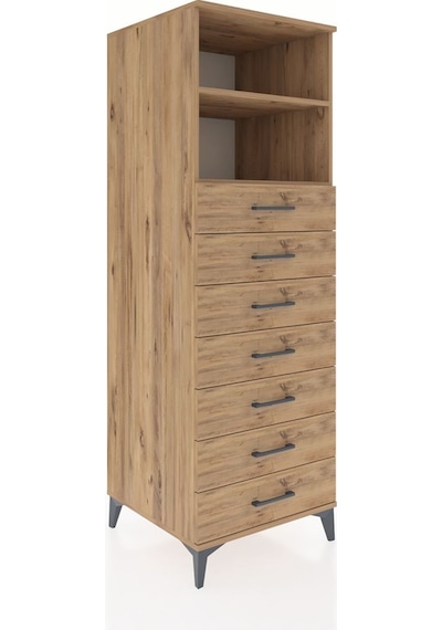 Kronos Dolap 2 Raflı 7 Çekmeceli 60x59x182 Çam-çam Çam