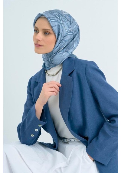 Armine İpek Eşarp 2026 Yaz - 9512-85 Mavi Twill