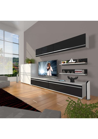 Decoraktiv Eko 6y Mdf Std Tv Ünitesi Tv Sehpası Beyaz - Siyah