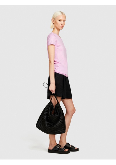 Sisley Pamuk Modal Karışımlı Bisiklet Yaka T-shirt Kadın Sarı T-shirt - 324p3tnhl103l