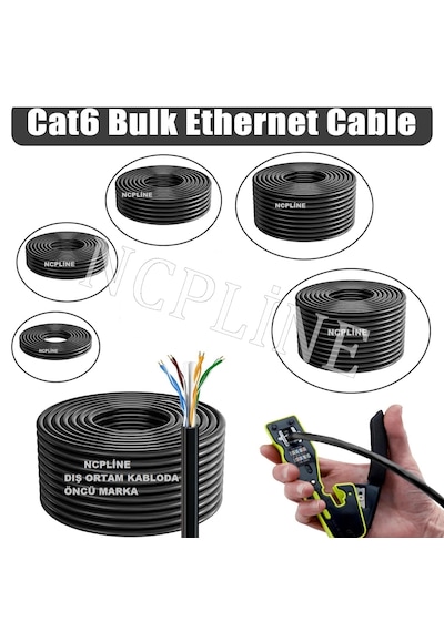 200 Metre Internet Kablosu Cat6 23awg Iki Kat Korumalı Ethernet Kablosu İç Dış Mekan Uyumlu