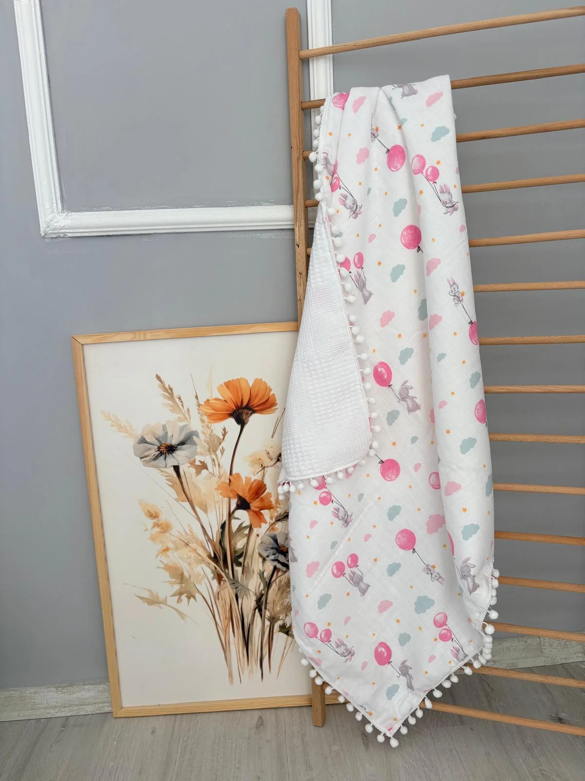 %100 Pamuk Çift Katlı Battaniyepembe Balon 90x90 Çok Renkli