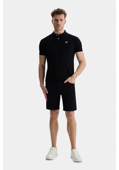 Ucla Lakes Siyah Polo Yaka Nakışlı Standard Fit Erkek Tshirt Siyah