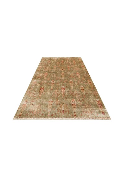 Hoom Rugs Nepal Zr 08 Yün Viskon Tensel Green Autumn Otantik Modern Uşak Halısı Çok Renkli