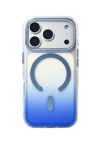 Apple Uyumlu iPhone 17 Pro Kılıf Transparan Renk Geçişli M-safe Şarj Özellikli Toros Kapak Mavi