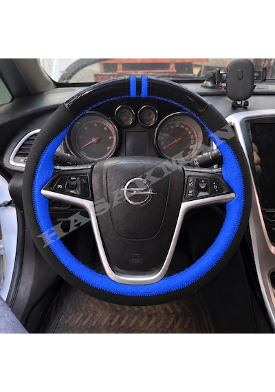 Opel Cascada Dikme Direksiyon Kılıfı Parlak Siyah Mavi Detaylı Mavi Çift Yüzük Ve Dikiş 2013-2019