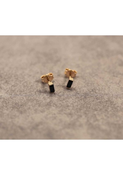 Reis Kuyumculuk T305 Siyah Swarovski Taşlı Baget  Küpe Altın  Küpe