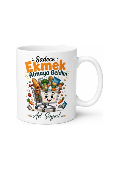Market Alışverişi Temalı Komik Baskılı Kupa Bardak Esprili Hediye Beyaz / Çok Renkli