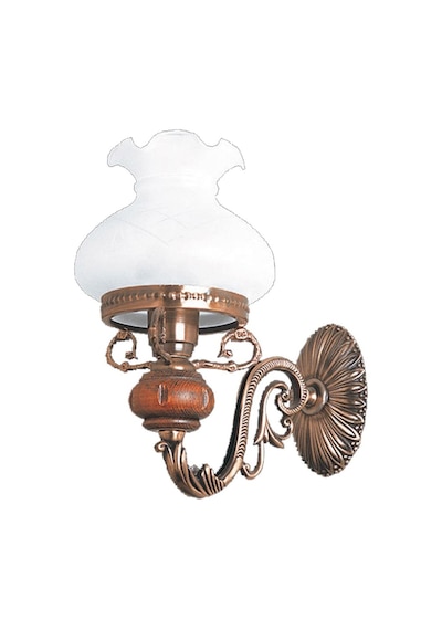 Avize Çarşısı Aladdin Eskitme Ahşap-metal Gövde, Beyaz Camlı, Duvar Aplik Bs.2009-62-09 B Beyaz