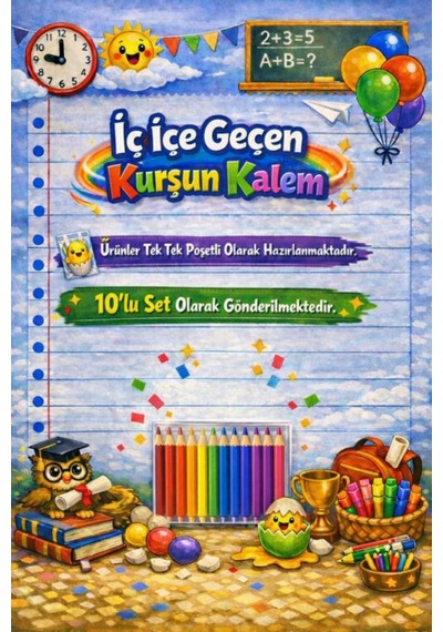 Karne Hediyesi 10 Set Kurşun Kalem Ve Tebrik Kartı