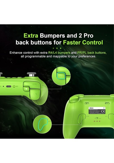 8bitdo Ultimate 2 Kablosuz Kumanda, Windows/android/steam İçin, Tmr Joysticks, 1000hz Sorgulama Oranı, Dokunmatik/salon Tetikleri, Hareket Kontrolü, L4/r4 Ve 2 Programlanabilir Arka Düğme
