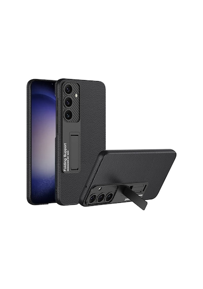 Galaxy Uyumlu S24 Kılıf Pazarplus Kıpta Standlı Kılıf Siyah