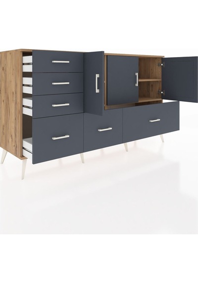 Hyperion Konsol 4 Raflı 6 Çekmeceli 3 Kapaklı 176x44x99 Çam-antra Çam-antrasit Hyperion Konsol 4 Raflı 6 Çekmeceli 3 Kapaklı 176x44x99 Çam-antra Çam-antrasit