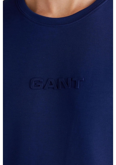 Gant Erkek Mavi Emboss C-neck T-shirt-11407 Mavi