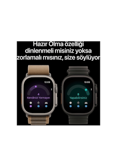 Apple Watch Ultra 4 Gps + Cellular 49MM Natural Titanyum Kasa - Yarı Saydam Gri Ocean Kordon Akıllı Saat (Distribütör Garantili)
