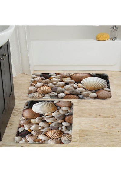 Rovigo Home Baskılı Kaymaz Taban 2'Li Banyo Paspas Takım Rvg5041-100x60-60x50 Çok Renkli