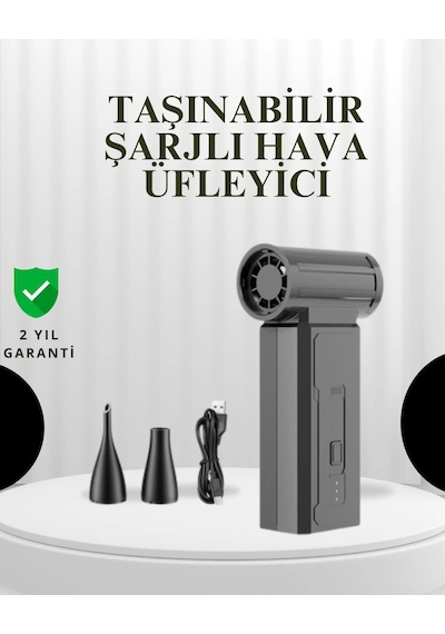 Taşınabilir Şarjlı Güçlü Hava Üfleme Aleti Çok Yönlü Kullanım Siyah