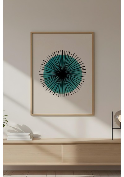 Huhuli Ahşap Çerçeveli Geometrik Desenli Tablo Huhu631