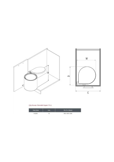 Starax 40 Cm Çöp Kovası Paslanmaz Otomatik Kapak 10 Litre S-2253-ss