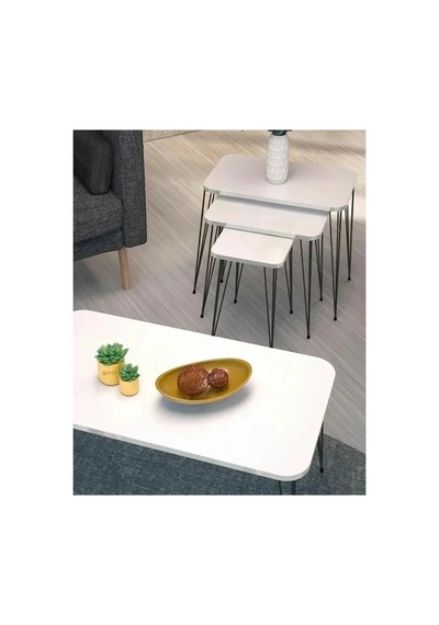 Parma Zigon Sehpa Seti Beyaz