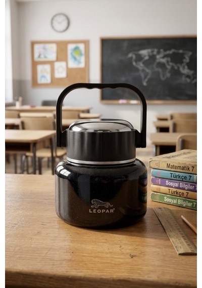 Cooker Leopar 500 Ml Kaşıklı Yemek Termosu Yk1516 Siyah