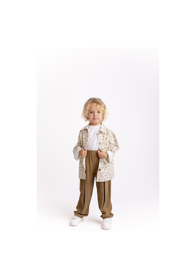 Oliven The Kid Unisex Paça Ve Belden Kapalı A Pile Keten Pantolon Caramel Caramel Kahverengi