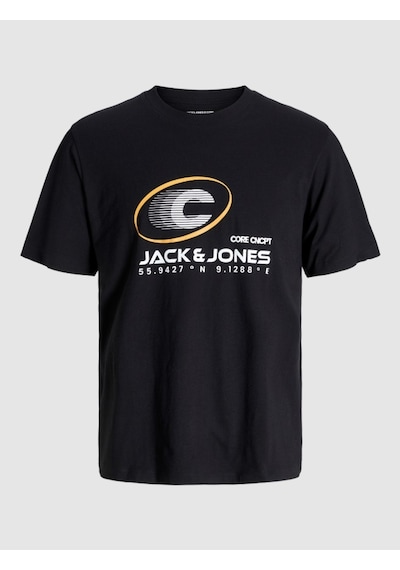 Jack & Jones Jack Jones Yazı Baskılı Pamuklu Erkek Tişört 12277744 Siyah