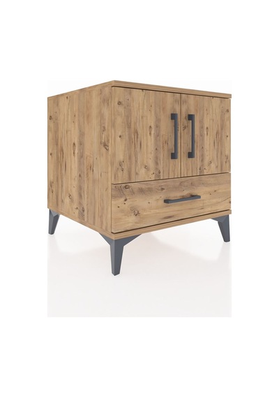 Kronos Komodin 2 Raflı Tek Çekmeceli 2 Kapaklı 60x59x64 Çam-çam Atlas Çam