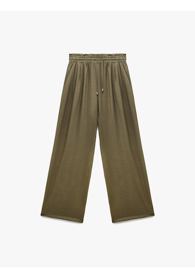 Koton Regular Fit Viskon Geniş Paça Palazzo Pantolon Haki 5sak40023pw Haki